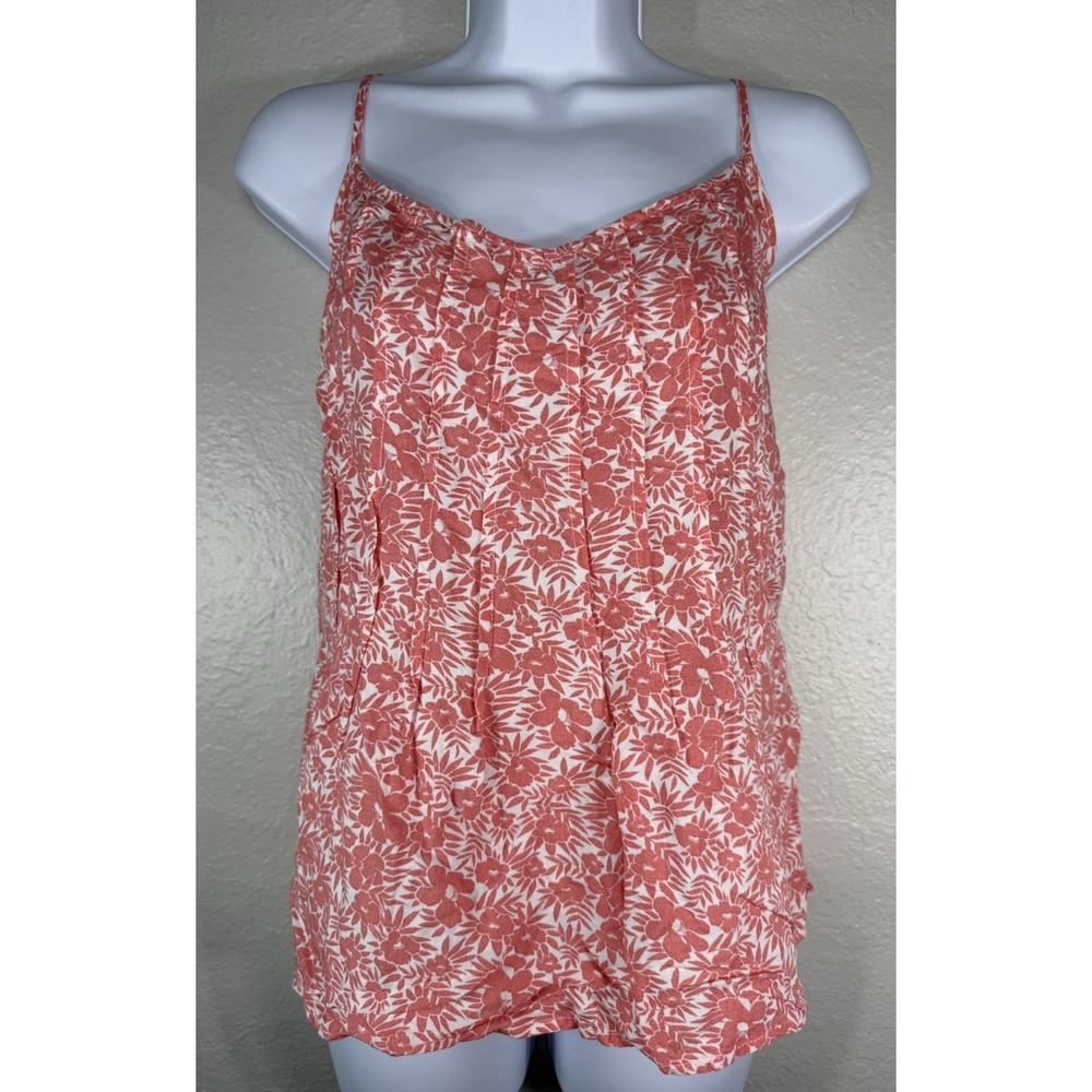 Gap coral Orange white floral spaghetti-strap camisole tank top Women's L Tall